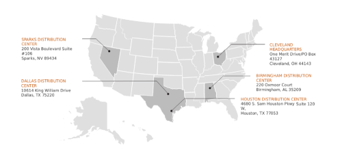 Merit Brass Distribution Network Map